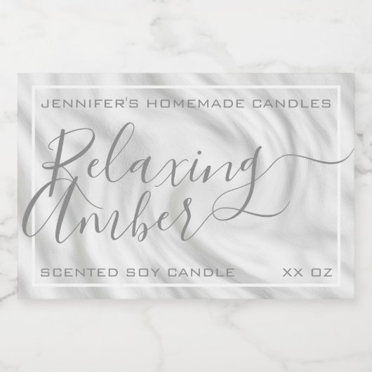 Satin Silver Gray Calligraphy Text Signature Chic Lebensmitteletikett (Einzelnes Label)