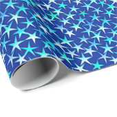 Satin Stars, Pastel Blue auf Cobalt Blue Geschenkpapier (Rolleneckpunkt)
