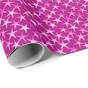 Satin Stars, Pastellfarben auf Fuchsia Geschenkpapier