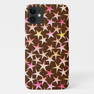 Satin stars, rosa auf Schokolade iPhone 11 Hülle