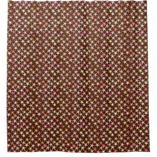 Satin stars, rosa auf Schokolade Duschvorhang