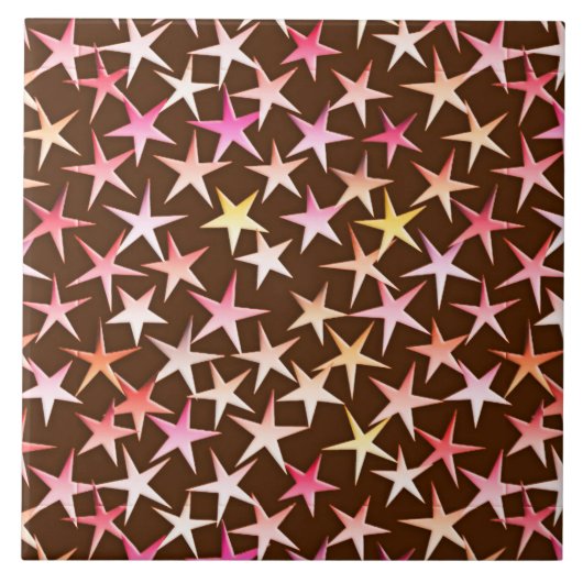 Satin stars, rosa auf Schokolade Fliese (Vorderseite)