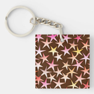 Satin stars, rosa auf Schokolade Schlüsselanhänger