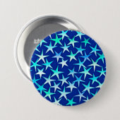 Satin-Sterne, blass blau auf Kobalt Button (Vorne & Hinten)