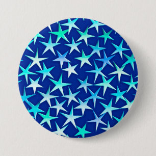 Satin-Sterne, blass blau auf Kobalt Button