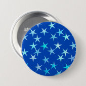 Satin-Sterne, blass blau auf Kobalt Button (Vorne & Hinten)