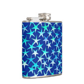 Satin-Sterne, blass blau auf Kobalt Flachmann (Rechts)