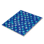 Satin-Sterne, blass blau auf Kobalt Fliese (Seite)
