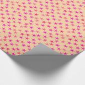 Satin-Sterne, Rosatöne auf Pfirsich Geschenkpapier (Ecke)
