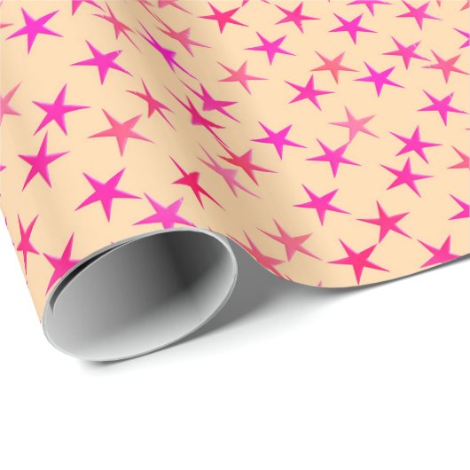 Satin-Sterne, Rosatöne auf Pfirsich Geschenkpapier (Rolleneckpunkt)