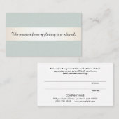 Satin Stripe Beauty Salon und Wellness-Center Refe Empfehlungskarte (Vorne/Hinten)