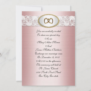 Satin- und Spitzen-Hochzeitseinladung Rosa Einladung