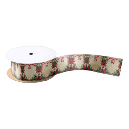 Satin-Weihnachtsband mit Zuckerstangen-Muster Satinband