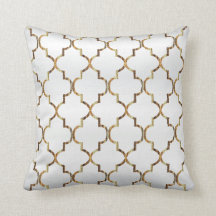 Satin White & Gold Quatrefolienmuster