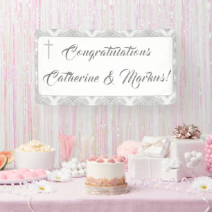 Satin White Imitats Banner