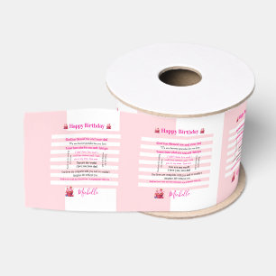 Satinband Rosa & Weiß gestreift Alles Gute zum Geb Ripsband