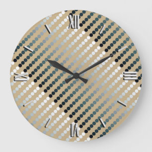 Satindots - Taupe und Zinngrau Große Wanduhr