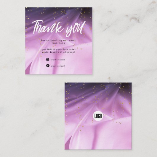 Satinlavender rosa Glitzer Dankeschön Karte (Vorne/Hinten)