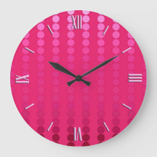 Satinpunkte - Fuchsienfarben Große Wanduhr