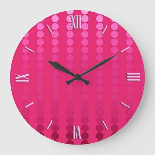 Satinpunkte - Fuchsienfarben Große Wanduhr (Vorderseite)