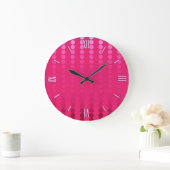 Satinpunkte - Fuchsienfarben Große Wanduhr (Zuhause)
