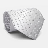 Satinquadrate - Silber Krawatte (Gerollt)