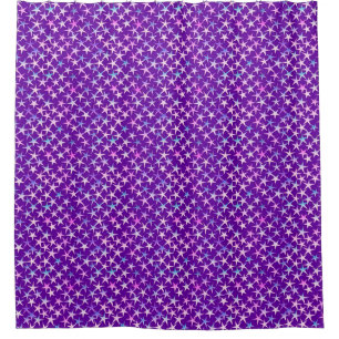 Satinsterne, Lavendel auf Lila Duschvorhang