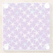 Satinsterne, Lavendel auf Lila Glasuntersetzer (Rückseite)