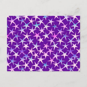 Satinsterne, Lavendel auf Violett Postkarte