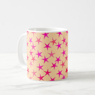 Satinsterne, rosa Töne auf Pfirsich Kaffeetasse