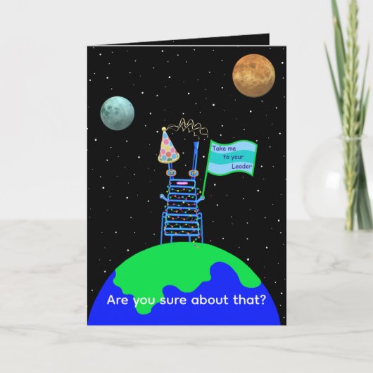 Satire Alien Birthday Card by Jo Images Karte (Vorderseite)
