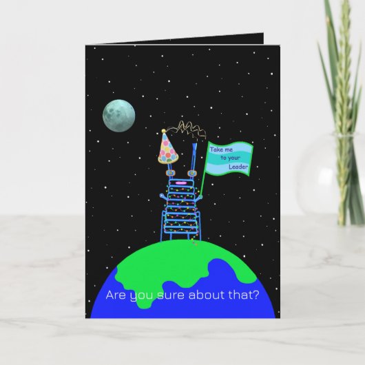 Satire Alien Happy Birthday Card by Jo Images Karte (Vorderseite)