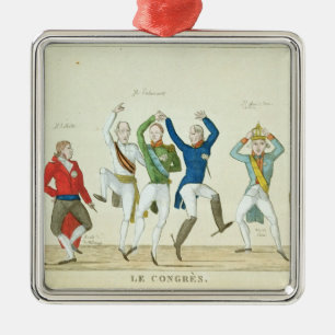 Satirical Cartoon, der den Schlüssel darstellt Silbernes Ornament