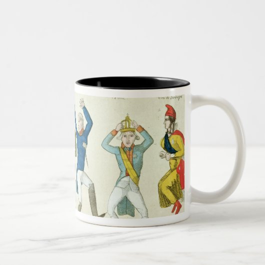 Satirical Cartoon, der den Schlüssel darstellt Zweifarbige Tasse (Rechts)