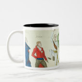 Satirical Cartoon, der den Schlüssel darstellt Zweifarbige Tasse (Links)