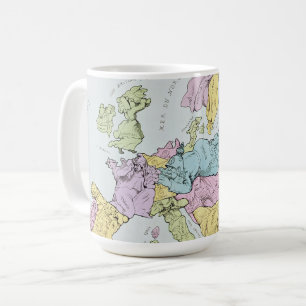 Satirical Karte von Europa   1871 Kaffeetasse