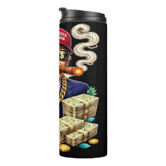 Satirical MAGA Billionaire Cartoon — Retro Pop Art Thermosbecher