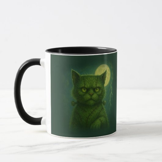 Satirisch Furankenstein - Spooky Goth Stitched Cat Tasse (Links)