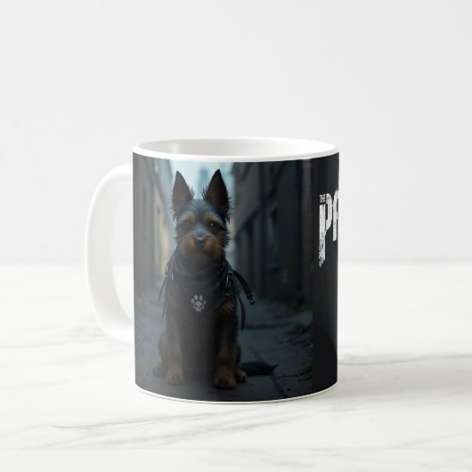 Satirisch The Pawnisher Vigilante Terrier Parody Kaffeetasse (Vorderseite Links)