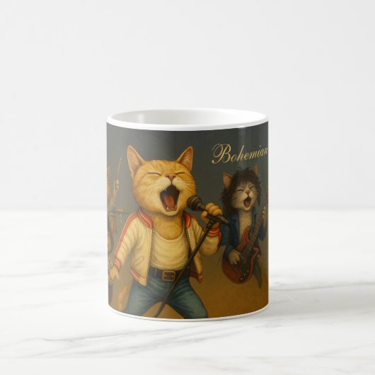 Satirische Bohemische Catsody Rocking Cats Kaffee  Kaffeetasse (Mittel)
