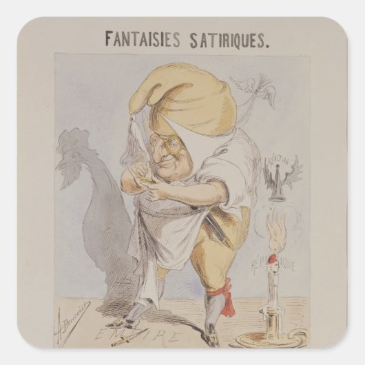 Satirische Fantasien, Karikatur von Adolphe Quadratischer Aufkleber (Vorderseite)