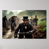 Satirische Sicht auf Abraham Lincoln auf dem Fahrr Poster (Vorne)
