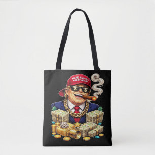 Satirischer MAGA-Milliardärs-Carton — Retro-Pop-Ar Tasche