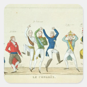 Satirisches Cartoon, das den Schlüssel darstellt Quadratischer Aufkleber