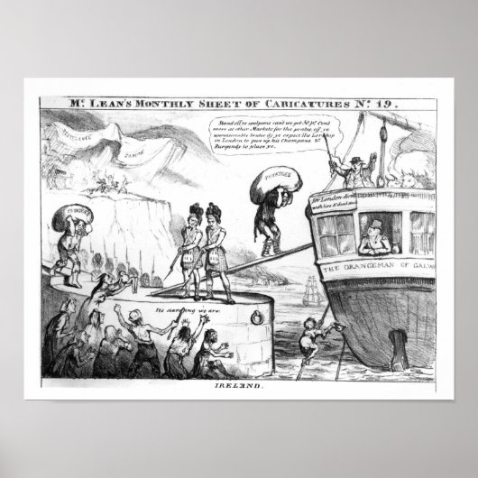 Satirisches Cartoon über den Staat Irlands Poster (Vorne)