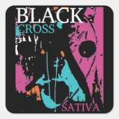 SATIVA Black Cross Quadratischer Aufkleber (Vorderseite)
