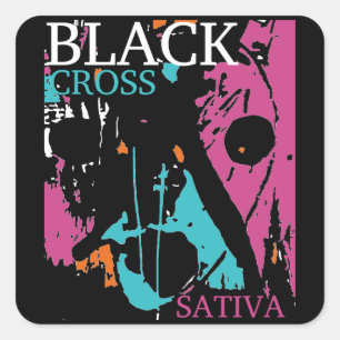 SATIVA Black Cross Quadratischer Aufkleber
