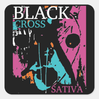 SATIVA Black Cross Quadratischer Aufkleber