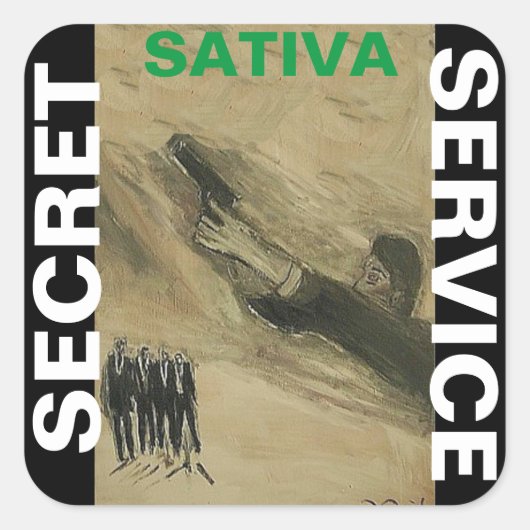 SATIVA SECRET SERVICE QUADRATISCHER AUFKLEBER (Vorderseite)
