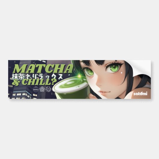 Satomi Motorsport Matcha & Chill Autoaufkleber (Vorne)